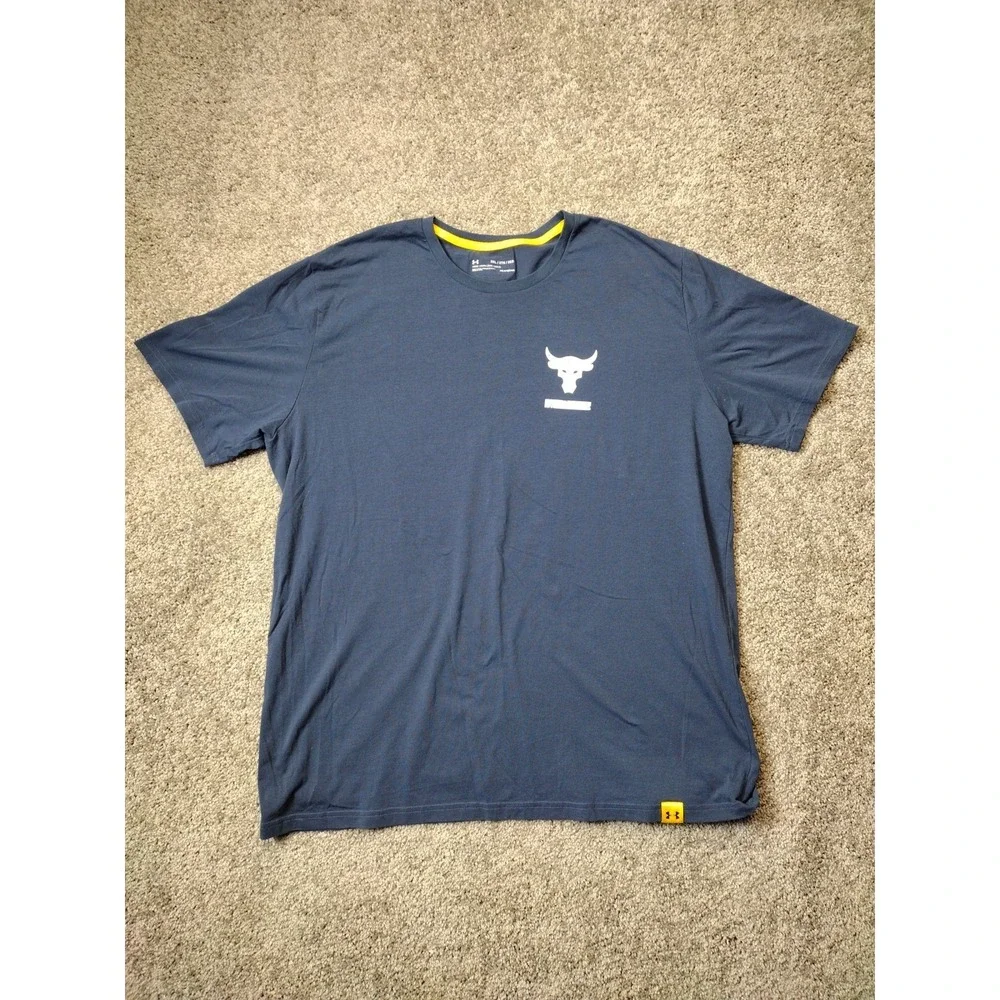 Under Armour Project Rock Blood Sweat Respect 2XL Short Sleeve Shirt Blue